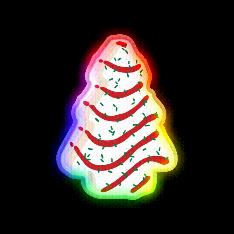 Christmas Tree Cakes Snack Food Led Neon Sign Rgb Color - LED neon sign close-up detail