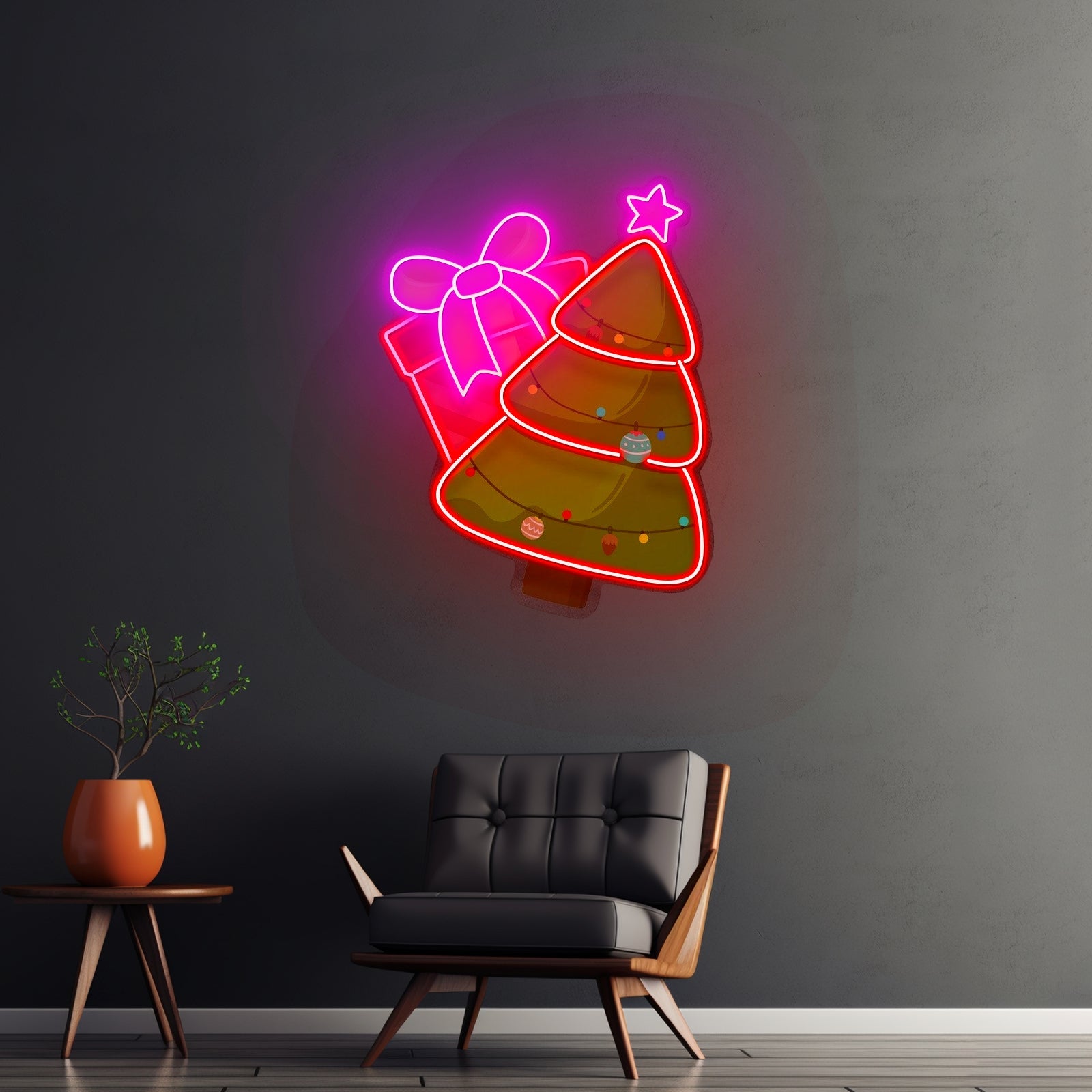 Christmas Tree Gift Led Neon Acrylic Artwork For Sale - Shineneon