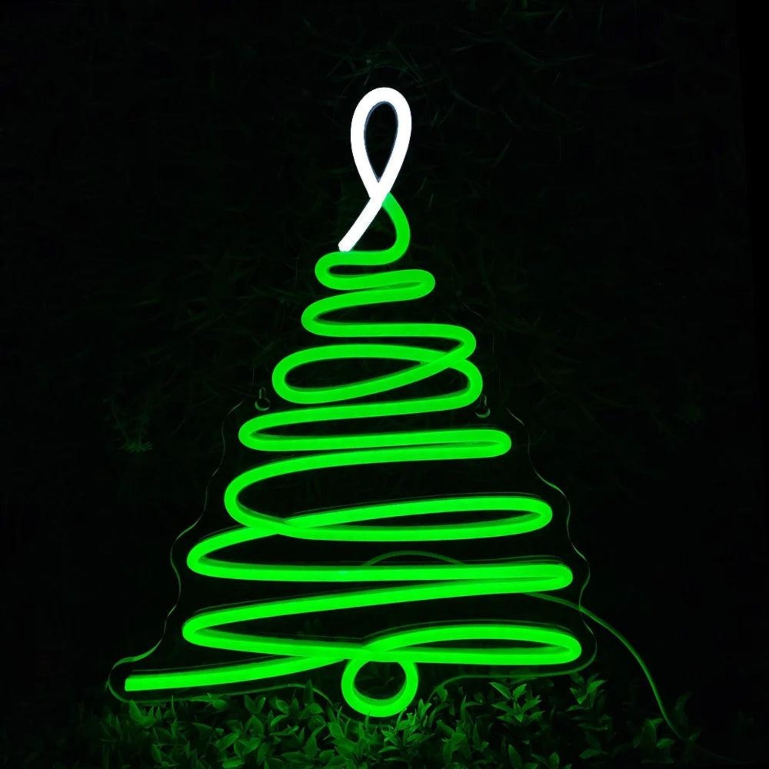 Christmas Tree Green White Spiral Led Neon Sign For Holiday Decor | Shineneon