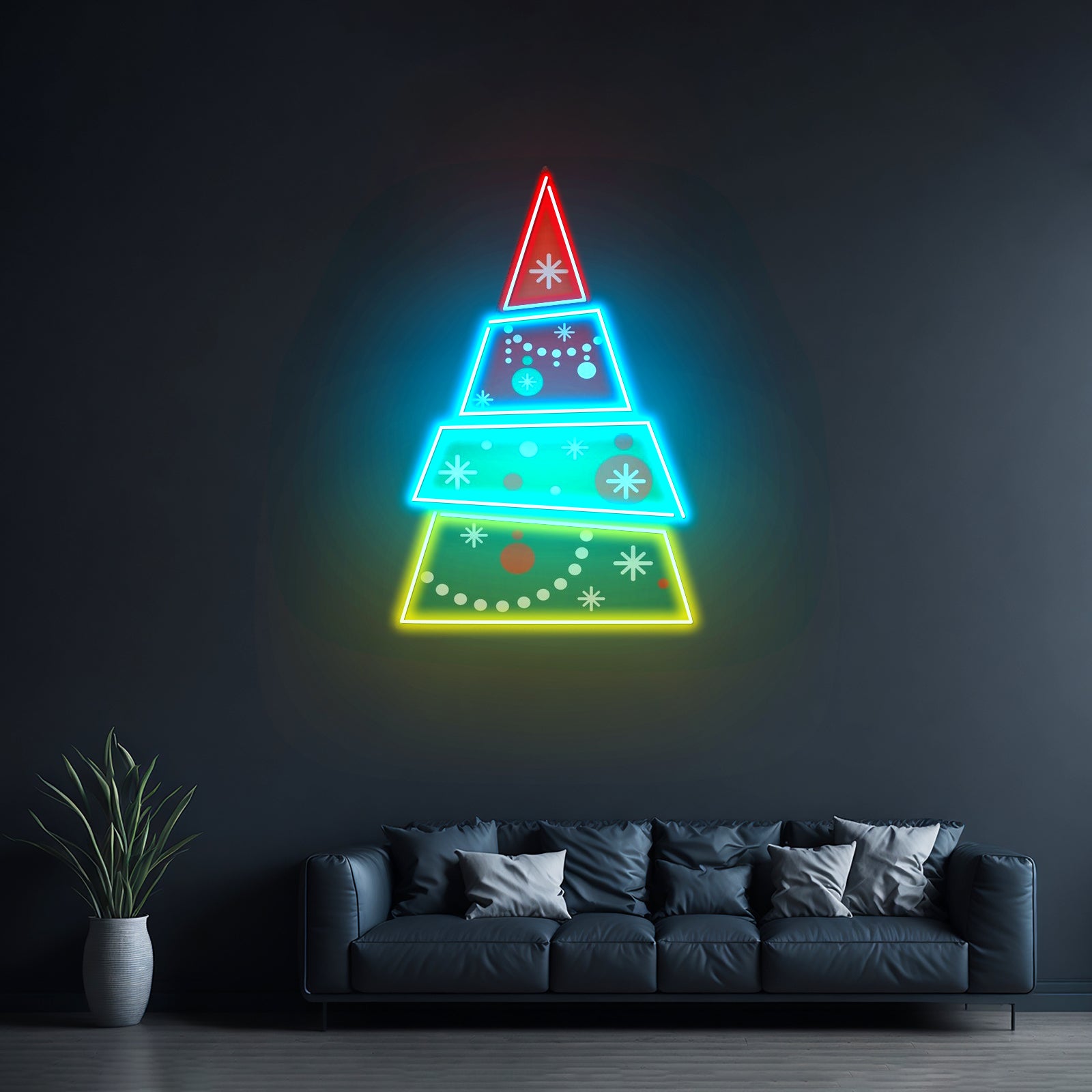 Christmas Tree Pyramid Led Neon Acrylic Artwork For Sale
