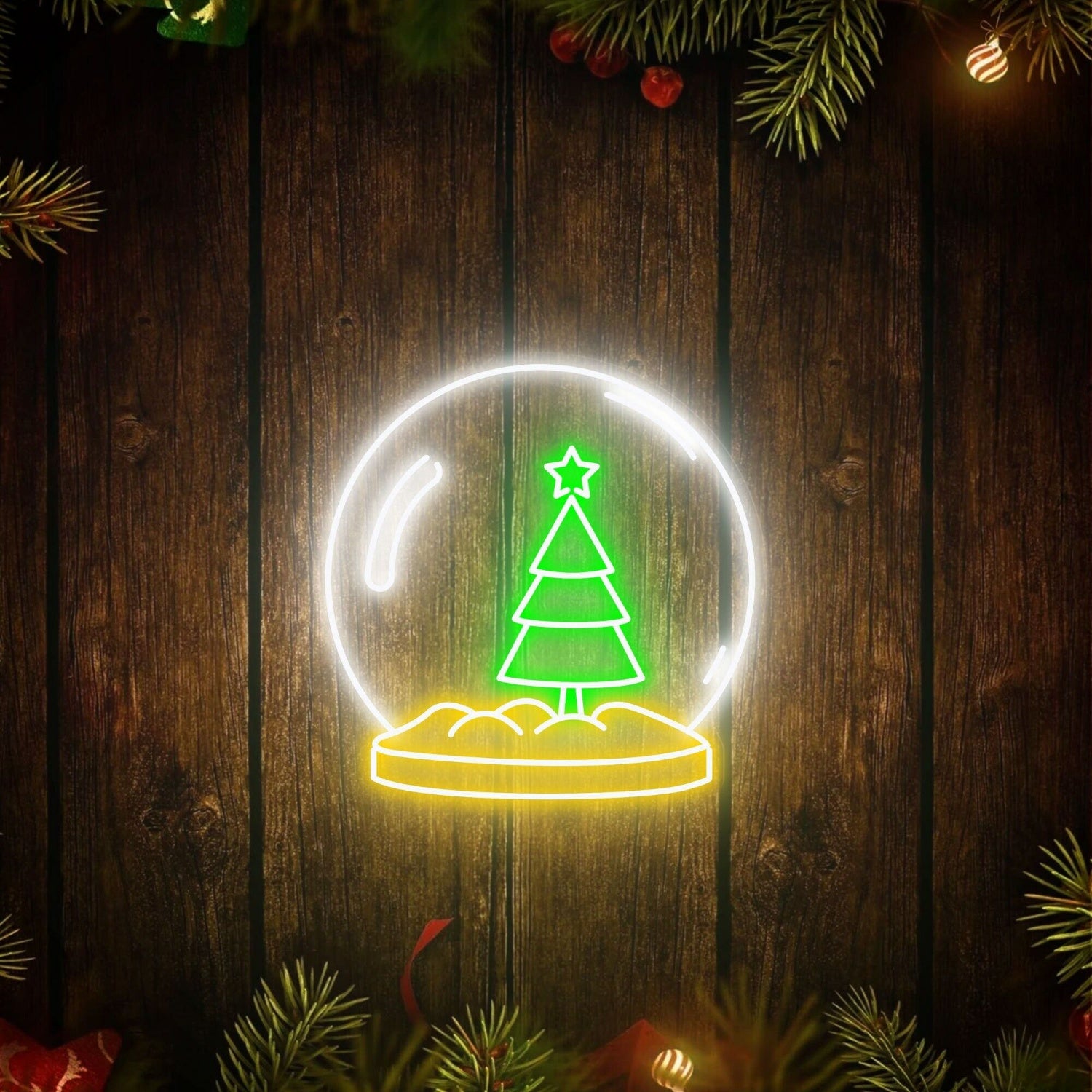 Christmas Tree Snow Globe Led Neon Sign | Shineneon