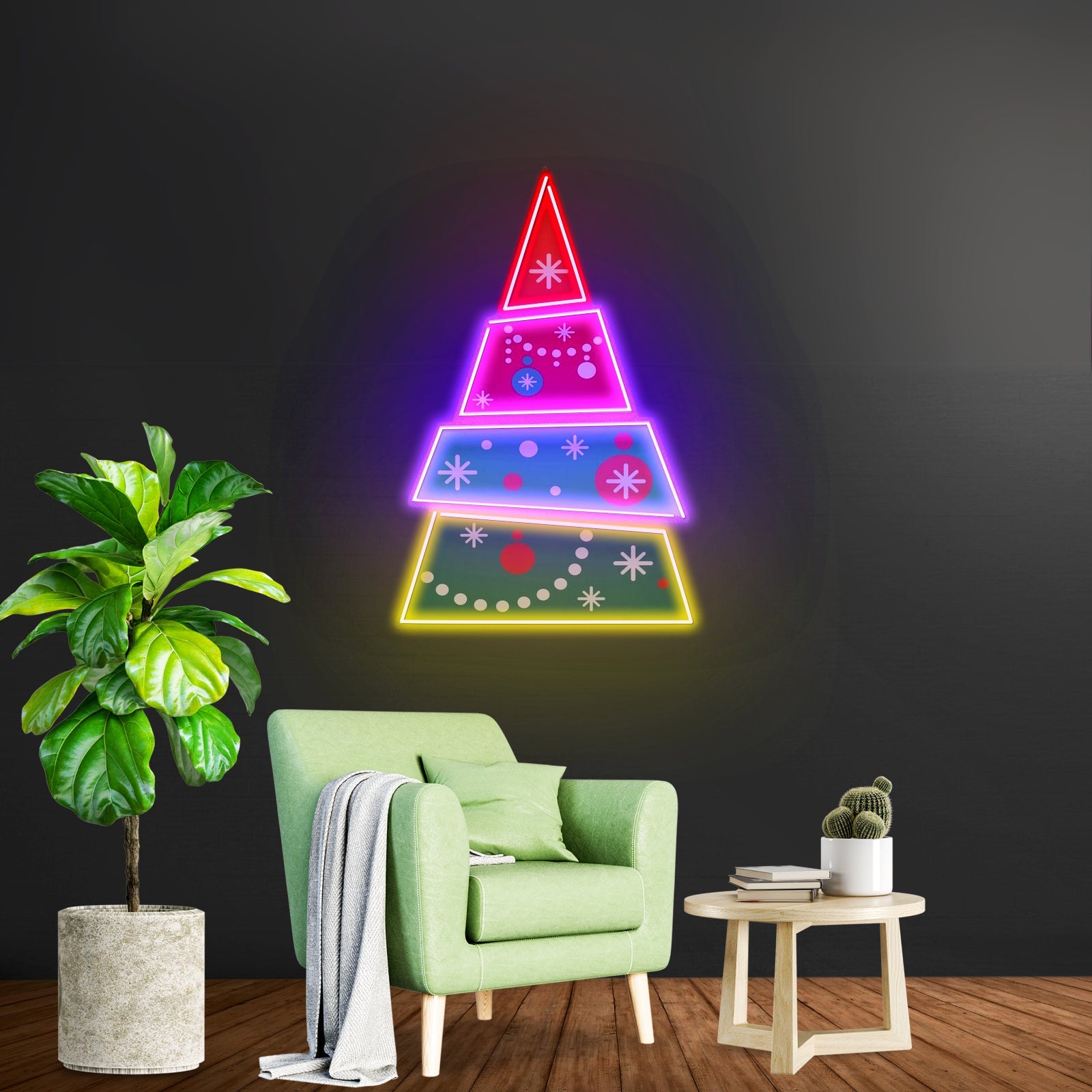 Christmas Tree With Tinsel Neon Signs - Shineneon