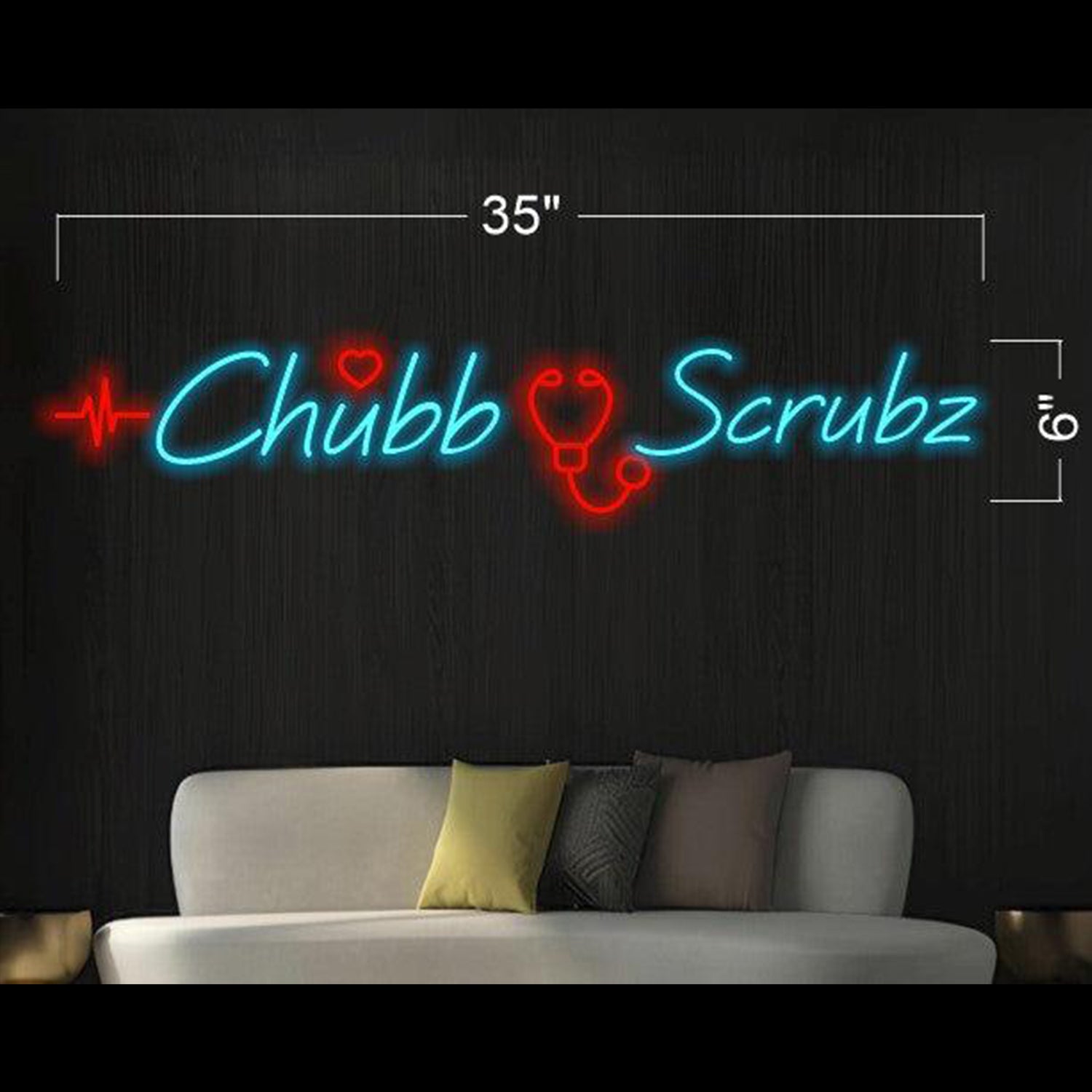 Chubb Scrubz Red-Blue Medical Heartbeat Led Neon Sign For Clinic Home Decor | Shineneon