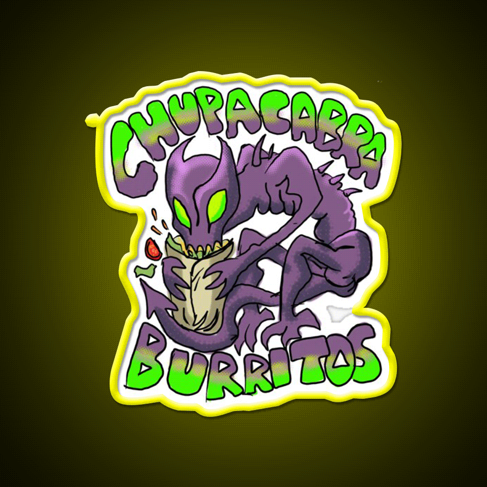 Chupacabra Burritos Fast Food Led Neon Sign For Burger Place Rgb Color