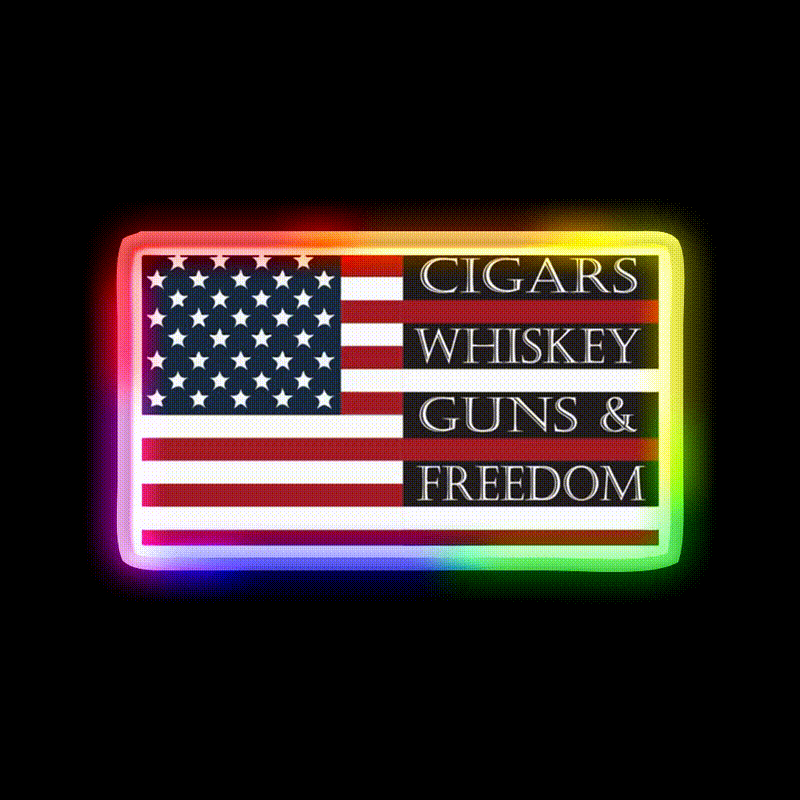 Cigars Whiskey Guns Freedom Womens Whiskey Drink Bar Led Neon Sign Rgb Color