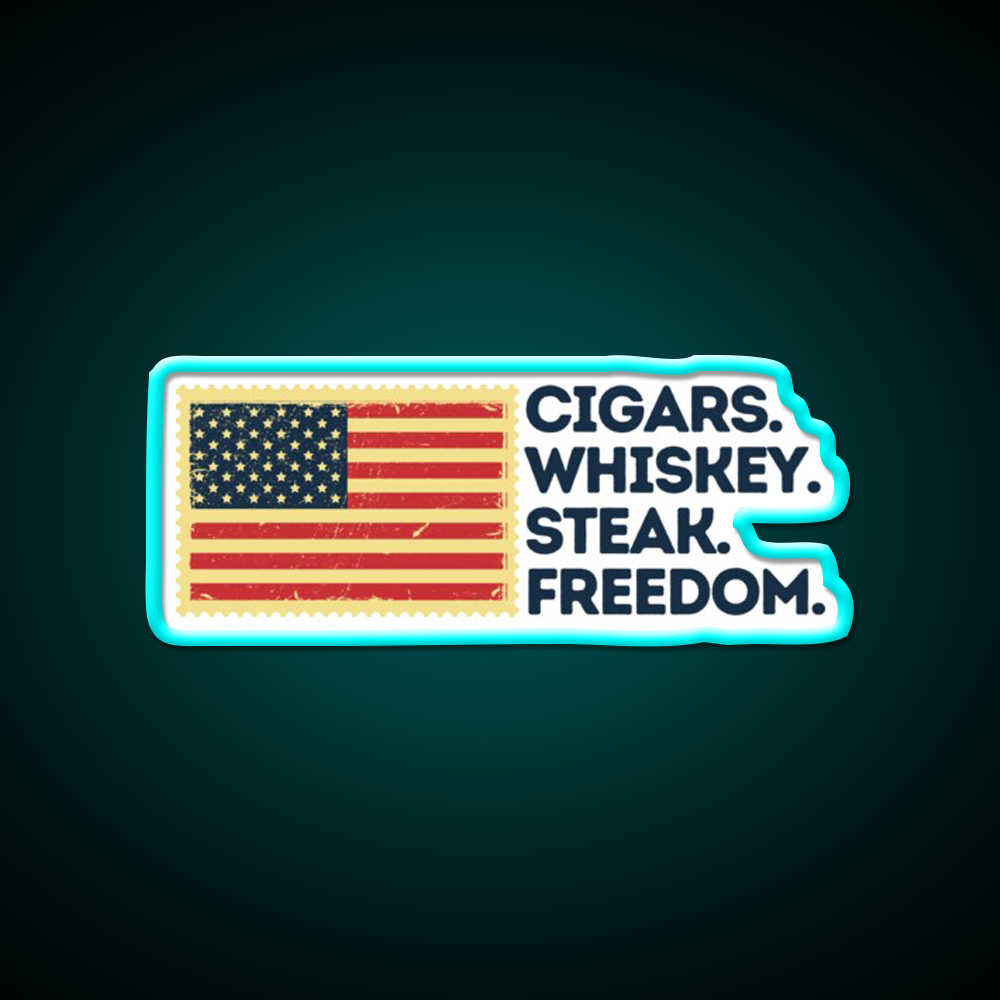 Cigars Whiskey Steak Freedom Patriotic Whiskey Drink Bar Led Neon Sign Rgb Color