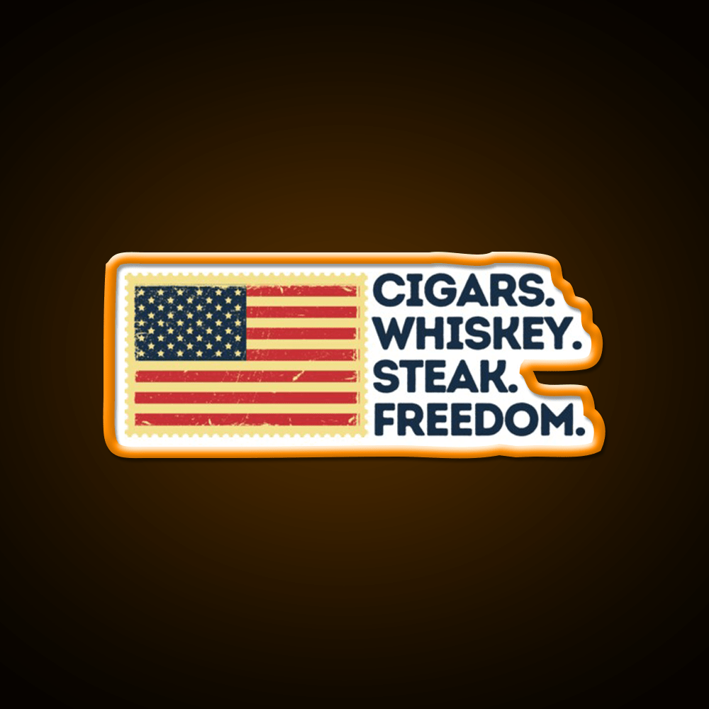 Cigars Whiskey Steak Freedom Patriotic Whiskey Drink Bar Led Neon Sign Rgb Color - Shineneon