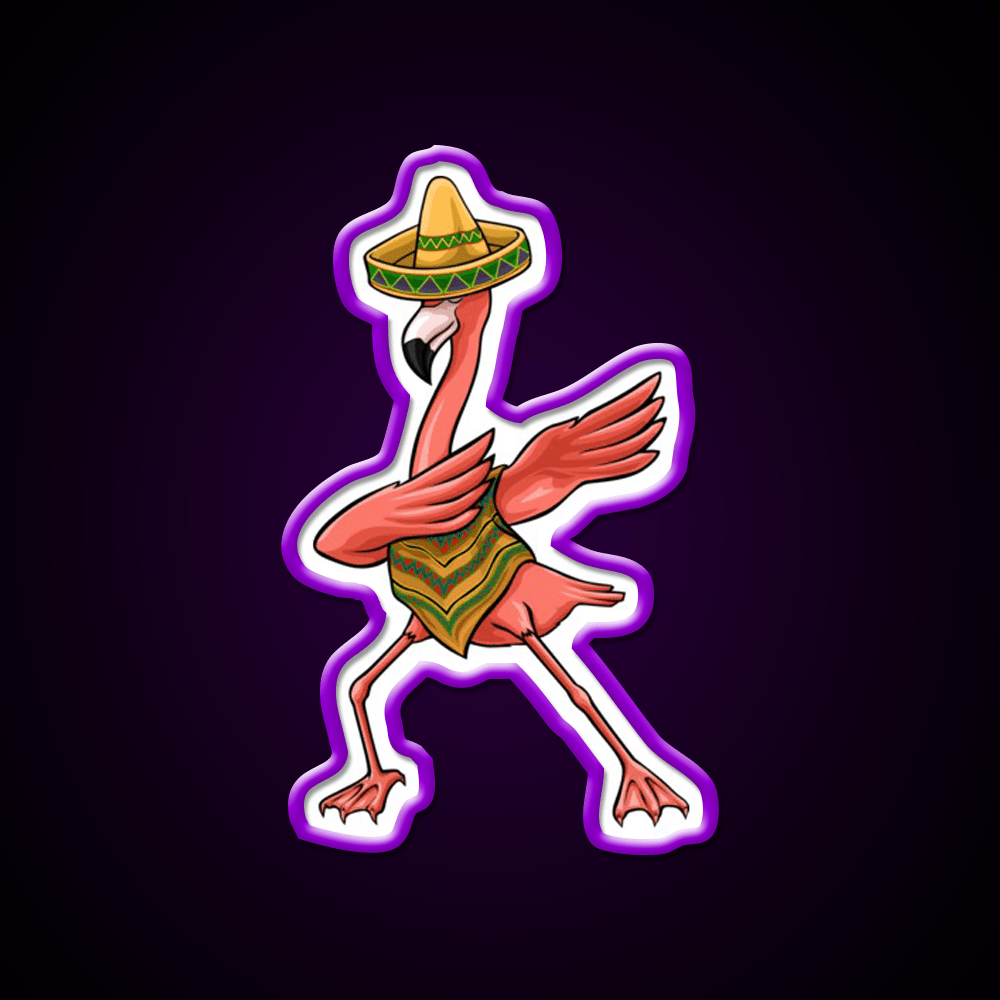 Cinco Dabbing Dab Flamingo Poncho Sombrero Party Drink Tequila Led Neon Sign Rgb Color - Shineneon