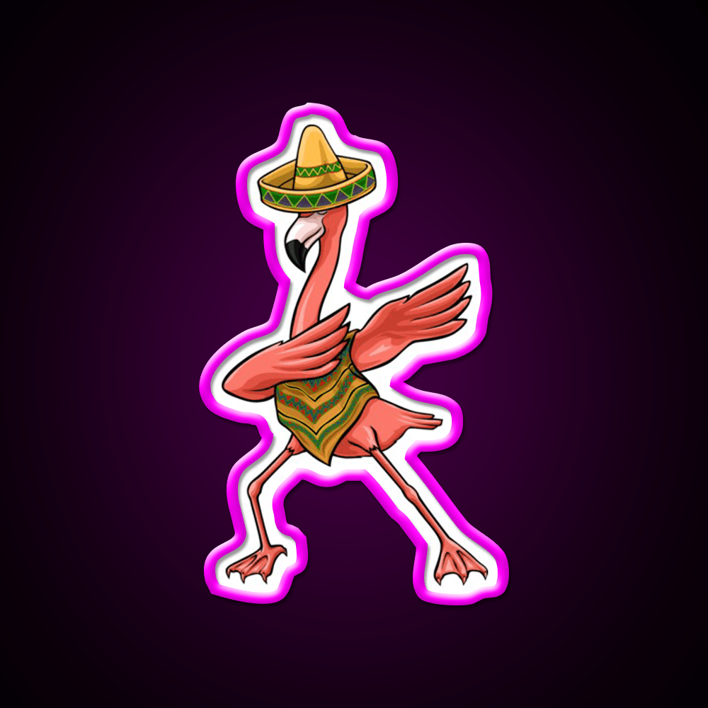 Cinco Dabbing Dab Flamingo Poncho Sombrero Party Drink Tequila Led Neon Sign Rgb Color - Shineneon