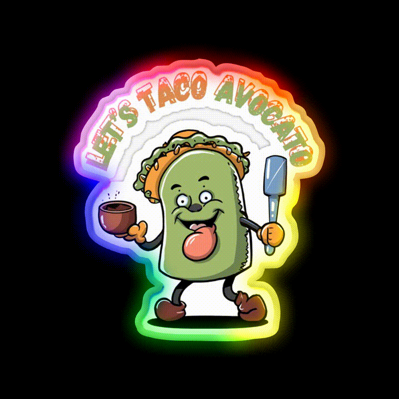 Cinco De Mayo Fiesta Avocato Taco Led Neon Sign Mexican Food Sign Rgb Color - LED neon sign close-up detail