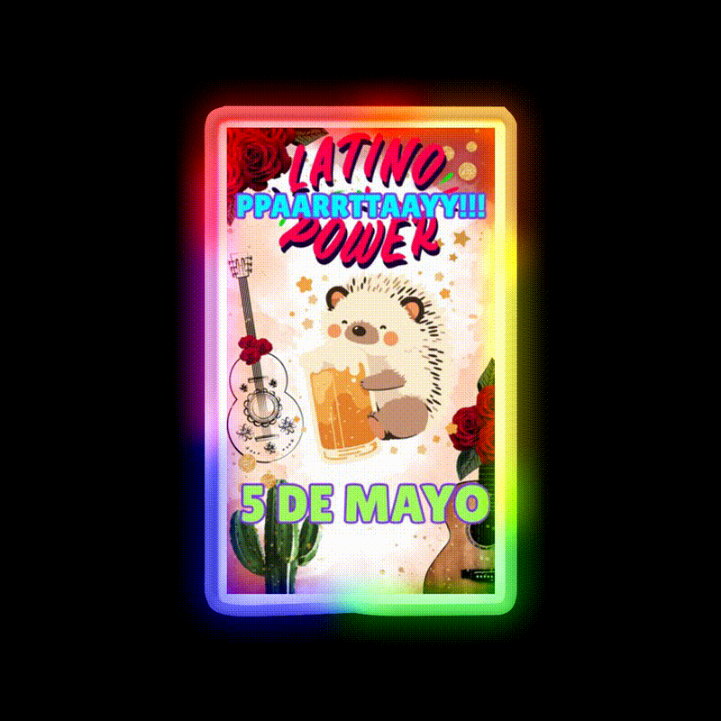 Cinco De Mayo Latino Power Fiesta Party Party Drink Tequila Led Neon Sign Rgb Color - LED neon sign close-up detail