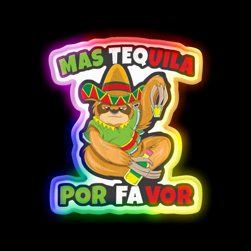 Cinco De Mayo Mas Tequila Por Favor Mexican Party Drink Tequila Led Neon Sign Rgb Color
