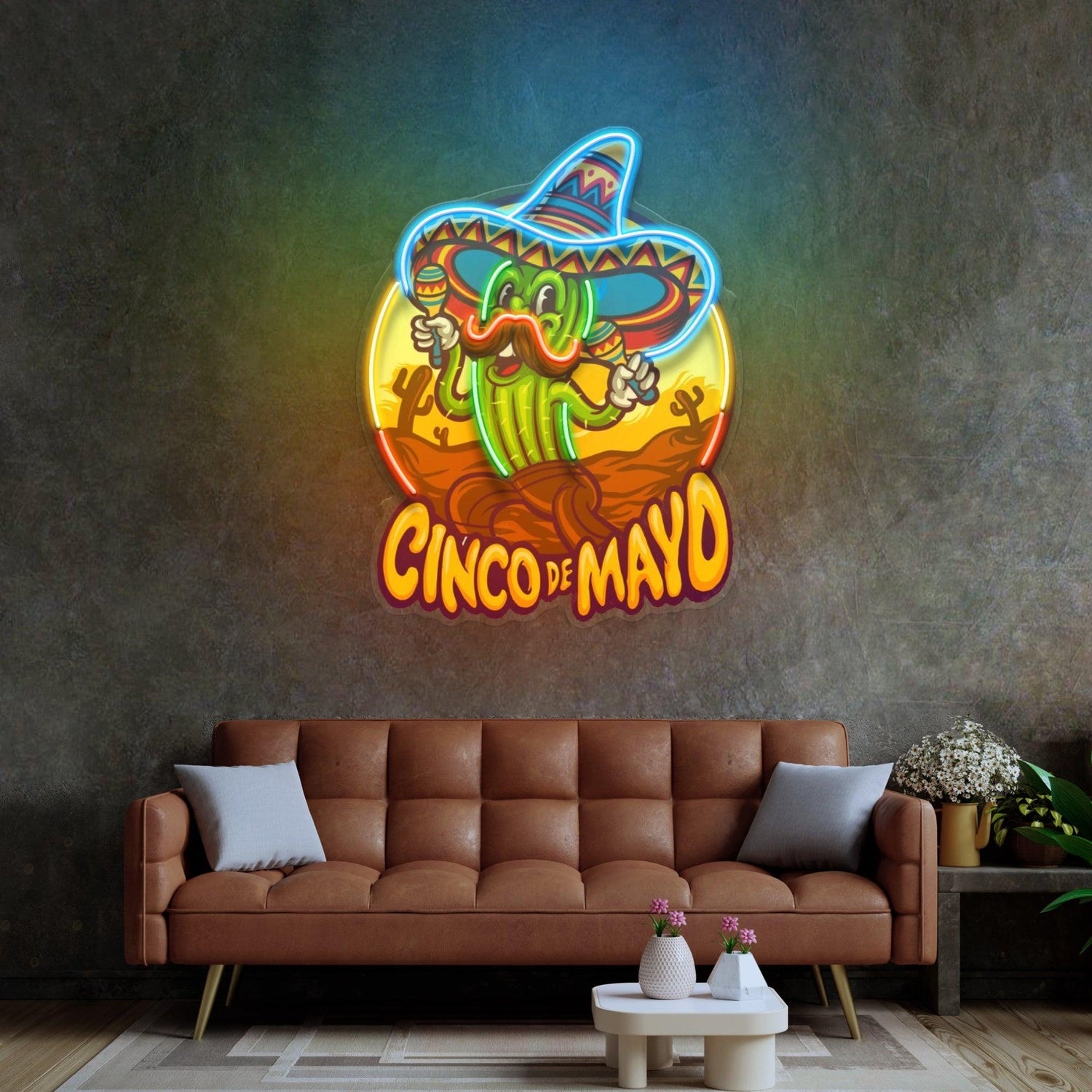 Cinco De Mayo Skull Heart Uv Printed Led Neon Sign Pink Yellow Art Bar Studio Decor | Shineneon