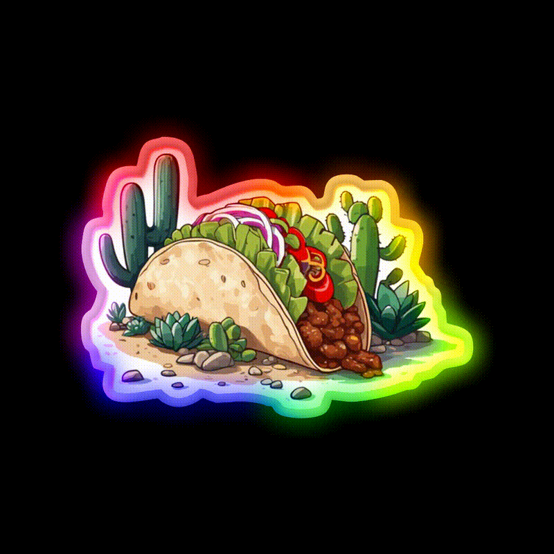 Cinco De Mayo Taco Lover Taco Led Neon Sign Mexican Food Sign Rgb Color - LED neon sign close-up detail