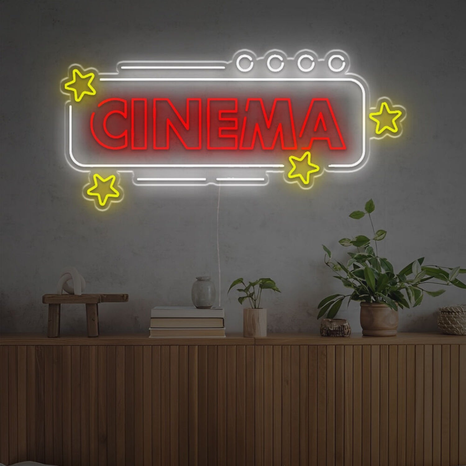 Cinema With Yellow Stars Led Neon Sign - Shineneon