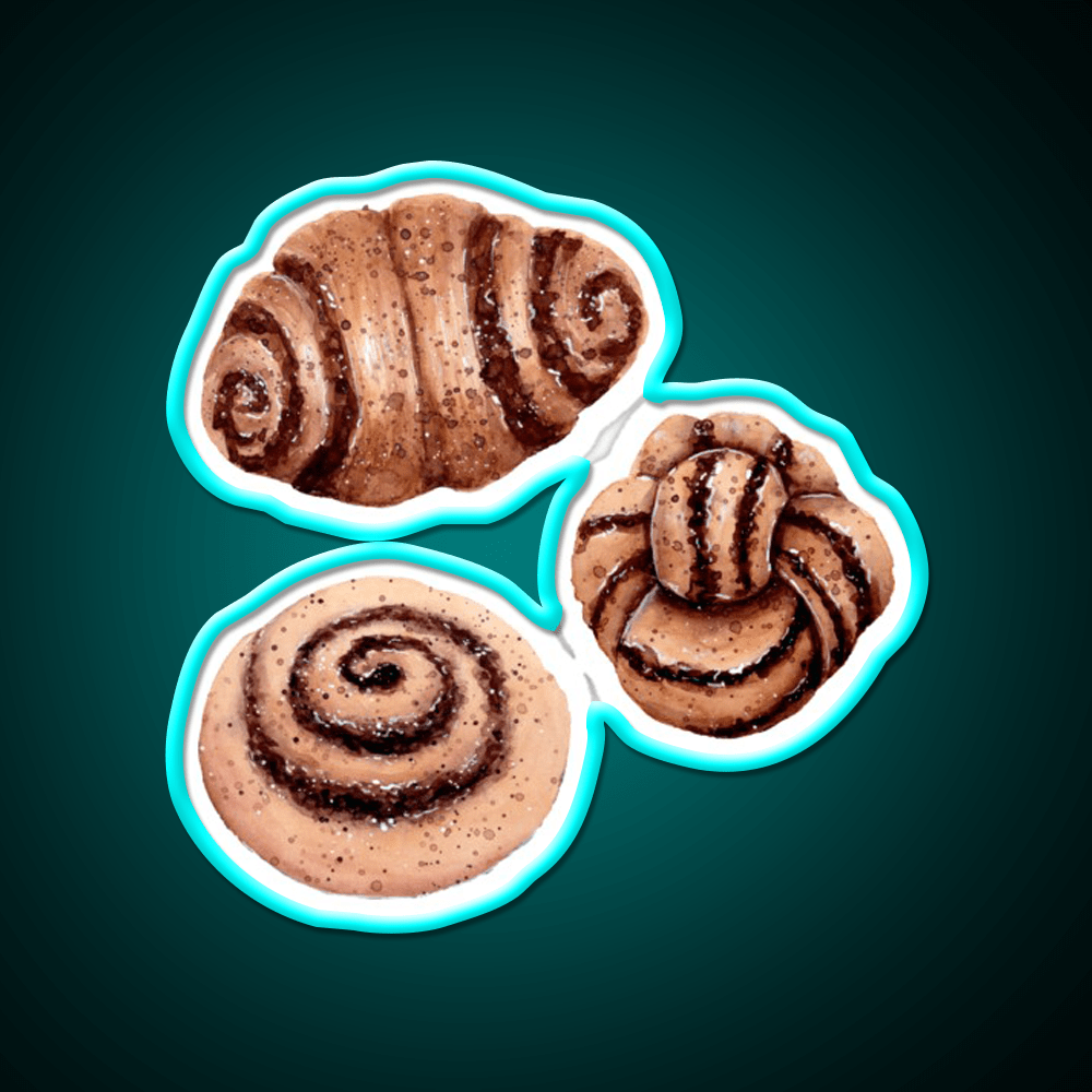 Cinnamon Pastry Pattern Watercolour Painting Snack Food Led Neon Sign Rgb Color - Shineneon