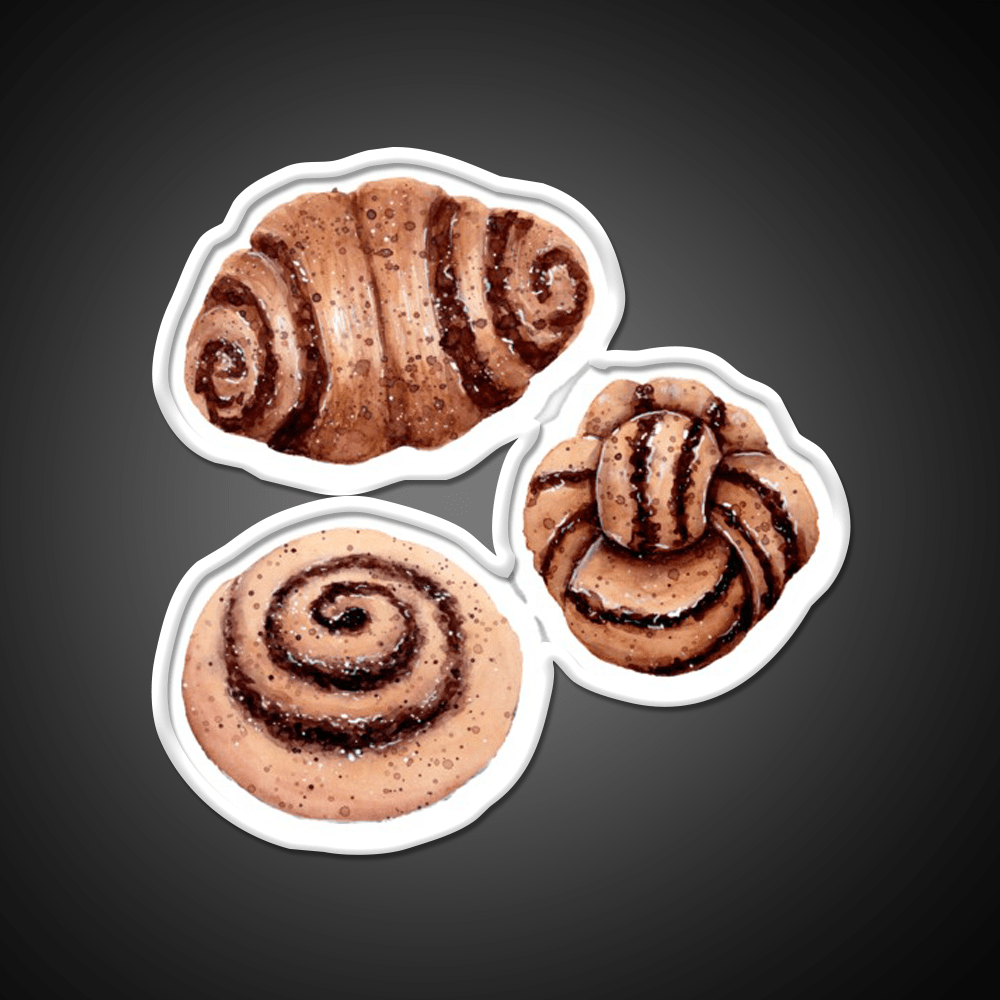 Cinnamon Pastry Pattern Watercolour Painting Snack Food Led Neon Sign Rgb Color - Shineneon