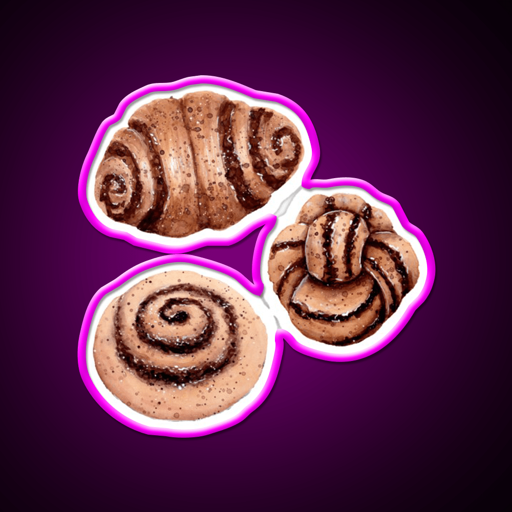 Cinnamon Pastry Pattern Watercolour Painting Snack Food Led Neon Sign Rgb Color - Shineneon