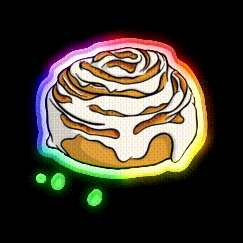 Cinnamon Roll Snack Food Led Neon Sign Rgb Color - LED neon sign close-up detail