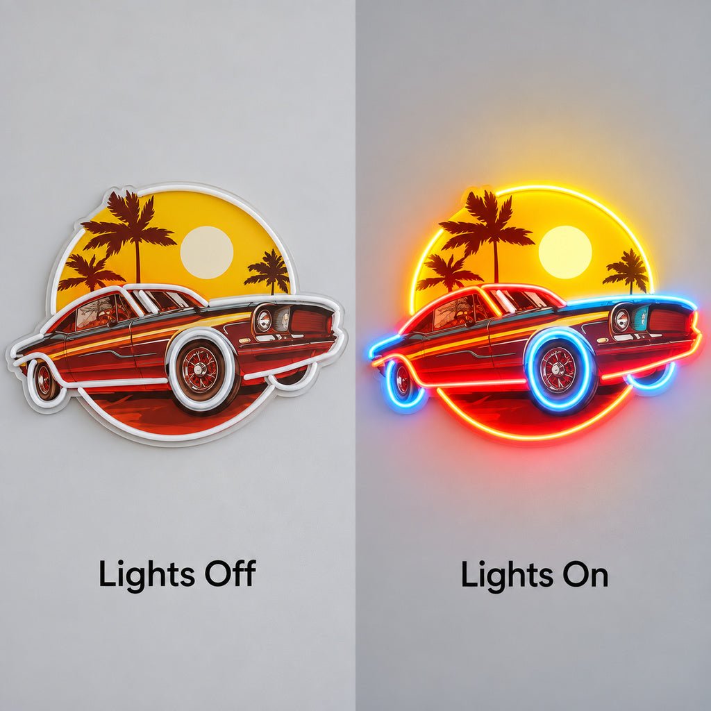 Classic Car Sunset LED Neon Sign - Shineneon