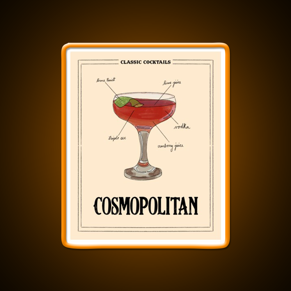 Classic Cocktails Cosmo Cocktail Bar Decor Led Neon Sign Rgb Color - LED neon sign view 6