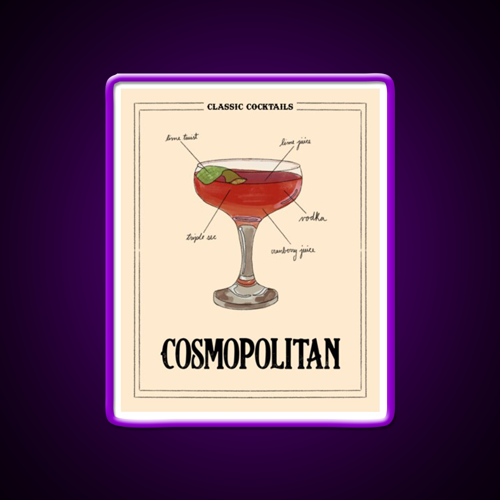 Classic Cocktails Cosmo Cocktail Bar Decor Led Neon Sign Rgb Color - LED neon sign view 9