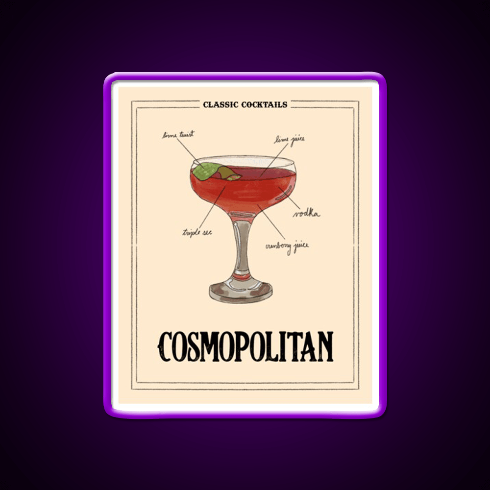 Classic Cocktails Cosmo Cocktail Bar Decor Led Neon Sign Rgb Color - Shineneon