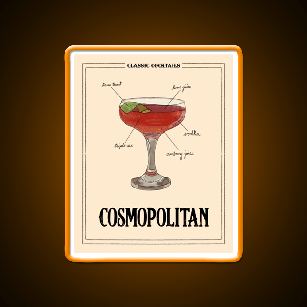 Classic Cocktails Cosmo Cocktail Bar Decor Led Neon Sign Rgb Color - Shineneon