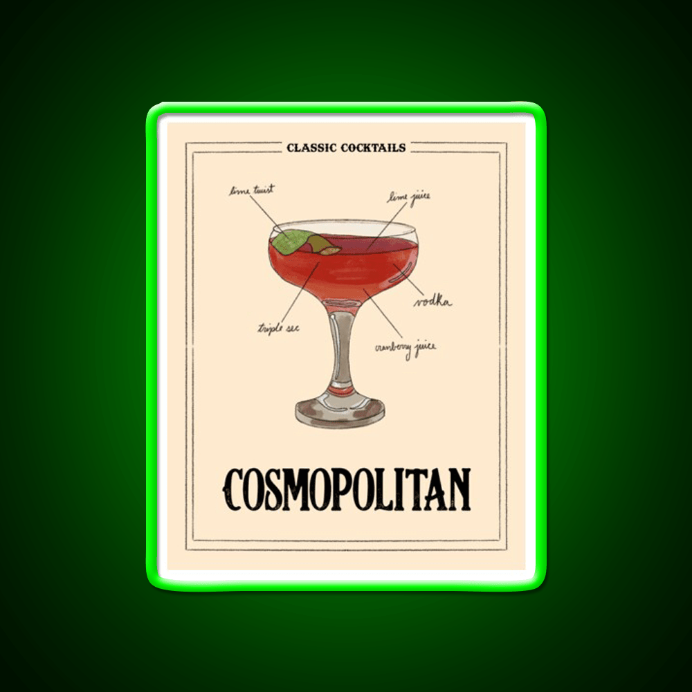 Classic Cocktails Cosmo Cocktail Bar Decor Led Neon Sign Rgb Color - Shineneon