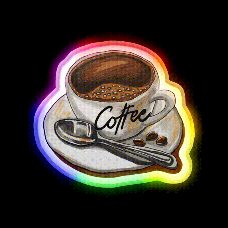 Classic Coffee Cup Delight Cafe Led Neon Sign Espresso Bar Art Rgb Color