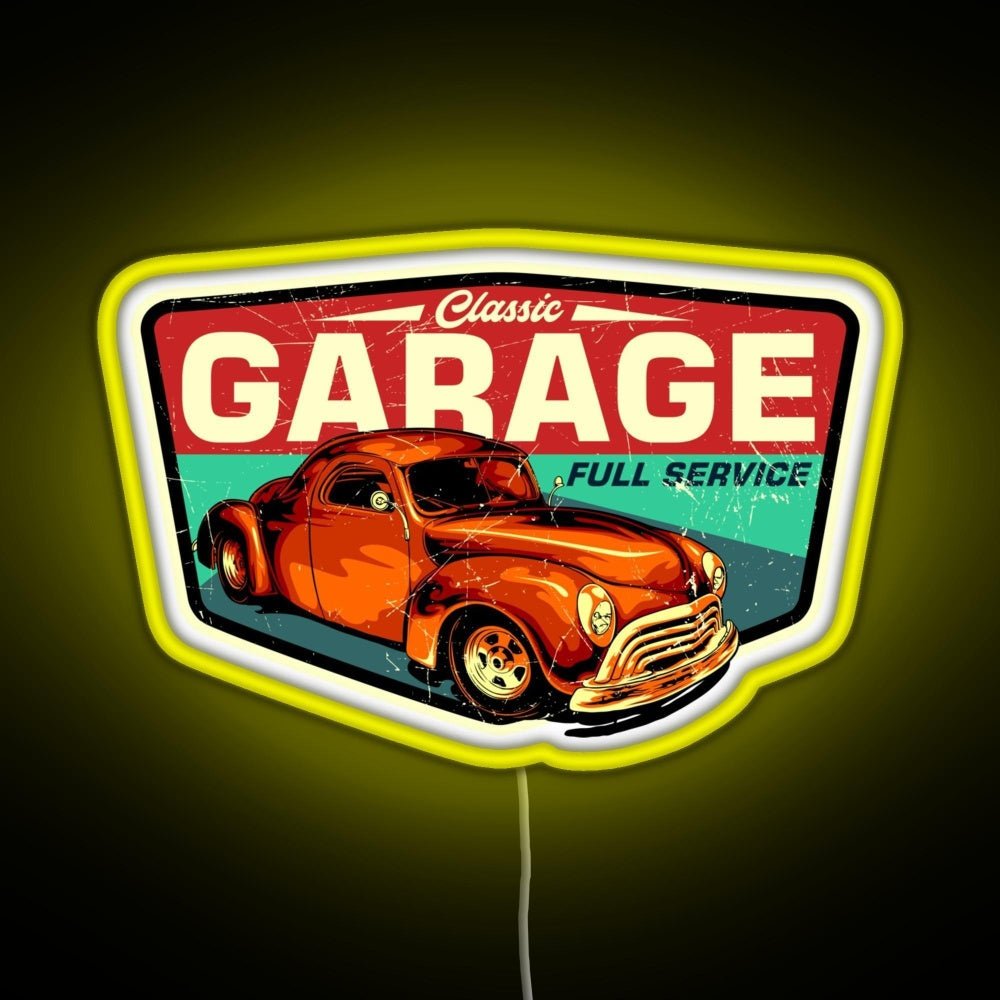 Classic Garage Retro Full Service Sign Rgb Neon Sign - Shineneon