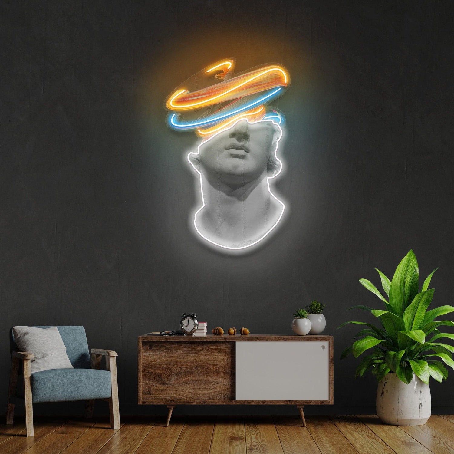 Classic Greek Statue Multicolor Halo Uv Printed Led Neon Sign For Artistic Indoor Decor | Shineneon