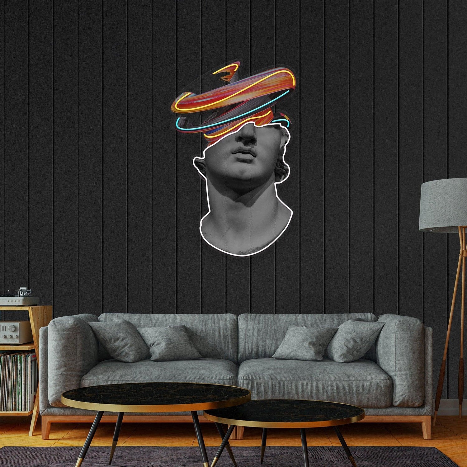 Classic Greek Statue Multicolor Halo Uv Printed Led Neon Sign For Artistic Indoor Decor | Shineneon