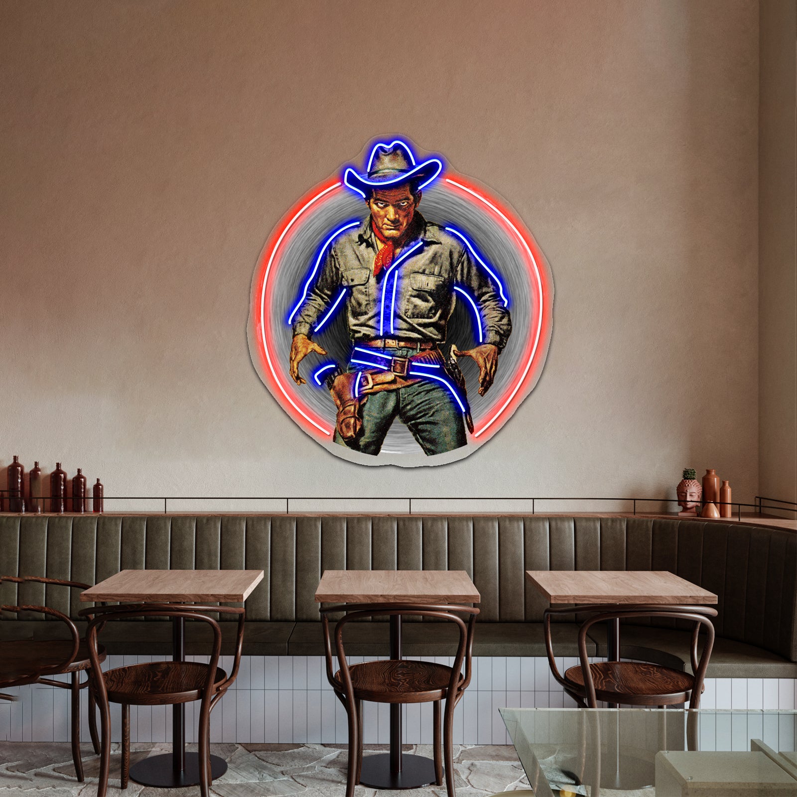 Classic Gunslinger Artwork Business Led Sign | Shineneon