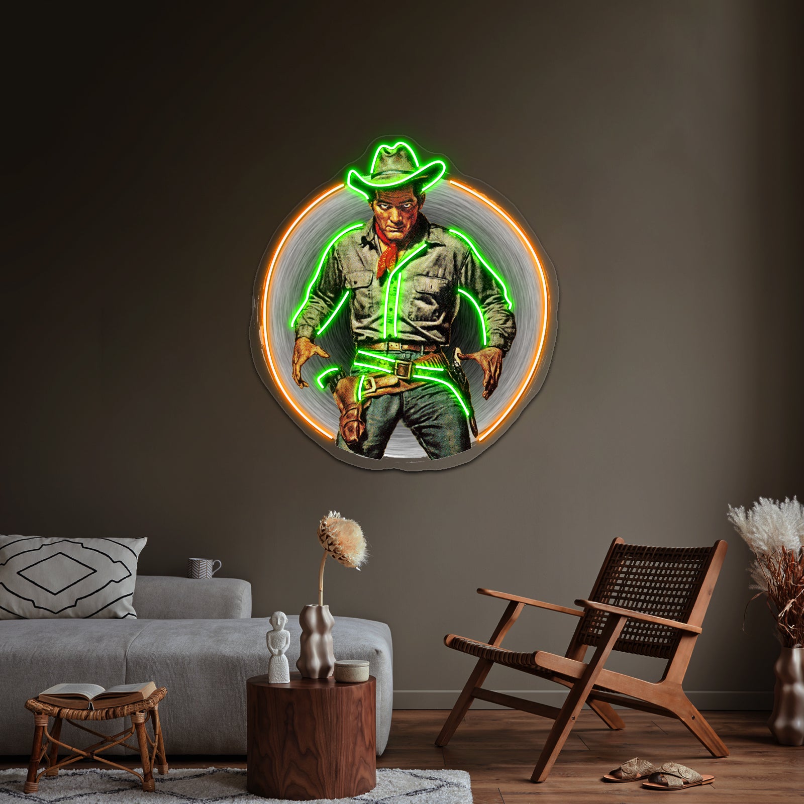 Classic Gunslinger Artwork Business Led Sign | Shineneon