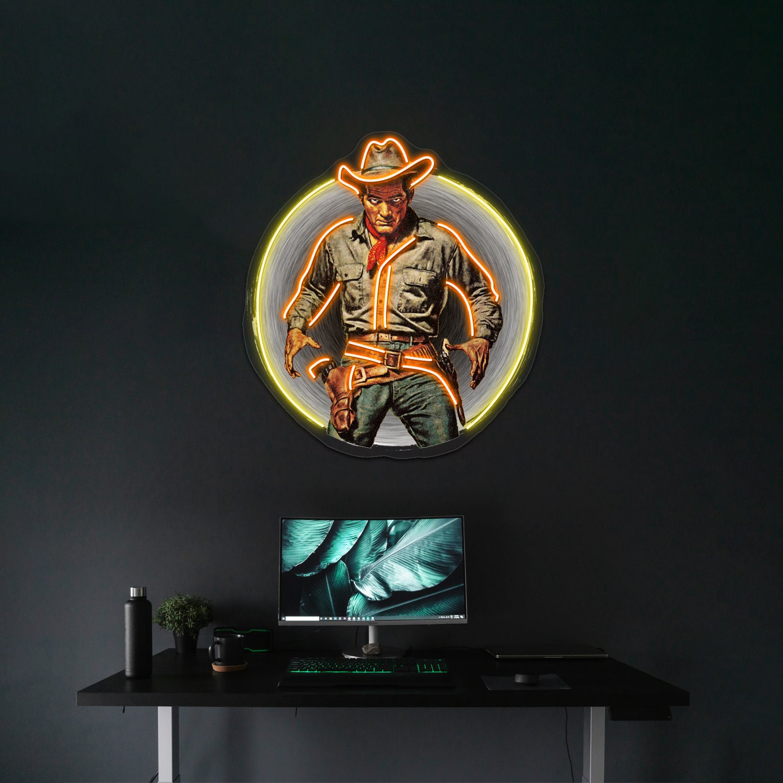 Classic Gunslinger Artwork Business Led Sign | Shineneon