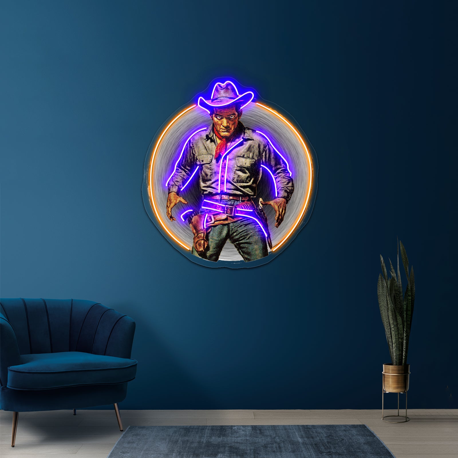 Classic Gunslinger Artwork Business Led Sign | Shineneon