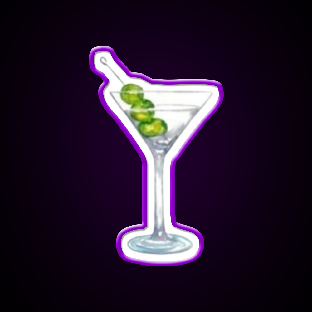Classic Martini Glass With Olives Cocktail Bar Decor Led Neon Sign Rgb Color - LED neon sign view 9
