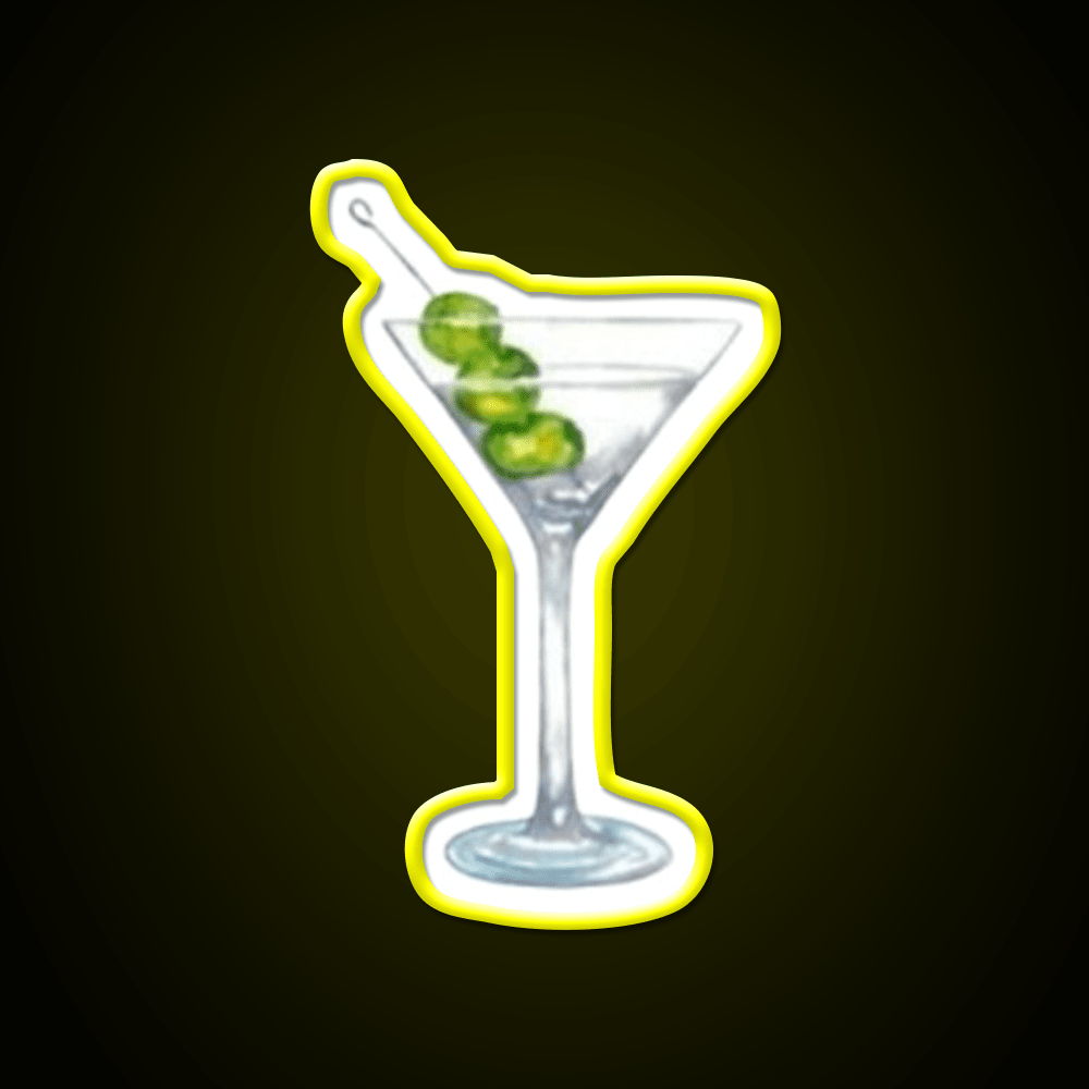 Classic Martini Glass With Olives Cocktail Bar Decor Led Neon Sign Rgb Color - Shineneon