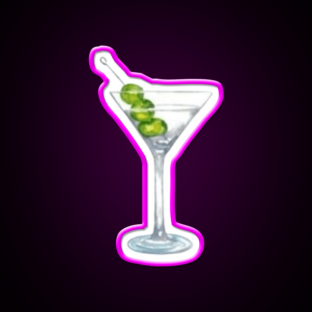 Classic Martini Glass With Olives Cocktail Bar Decor Led Neon Sign Rgb Color - Shineneon