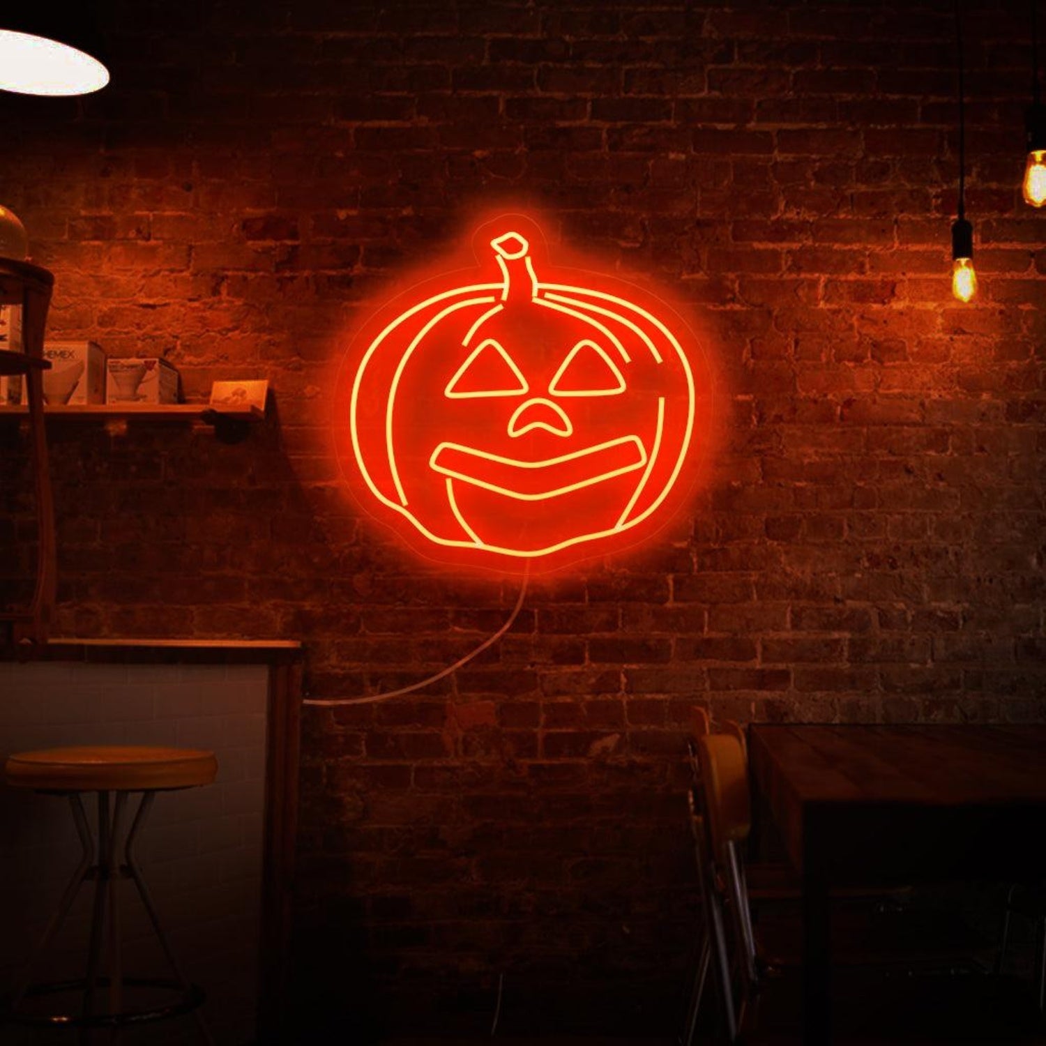 Classic Orange - Red Halloween Pumpkin Led Neon Sign For Indoor Decor - Shineneon