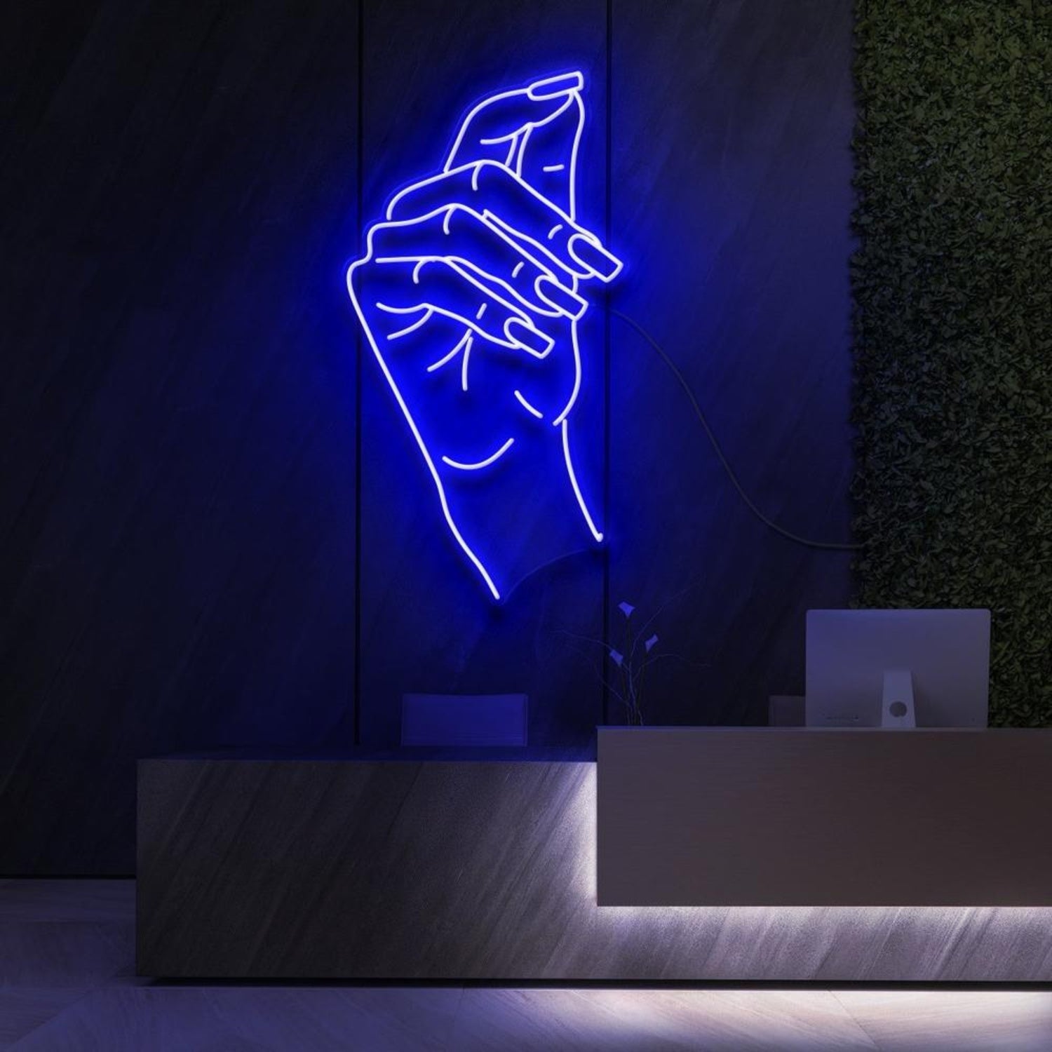 Classy Claws Blue Hand-Outline Led Neon Sign For Reception Decor | Shineneon