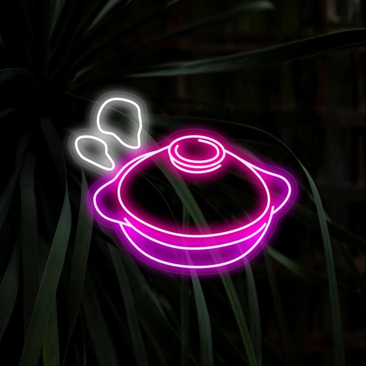 Clay Cooking Pot With Steam Pink-White Led Neon Sign For Restaurant Decor | Shineneon