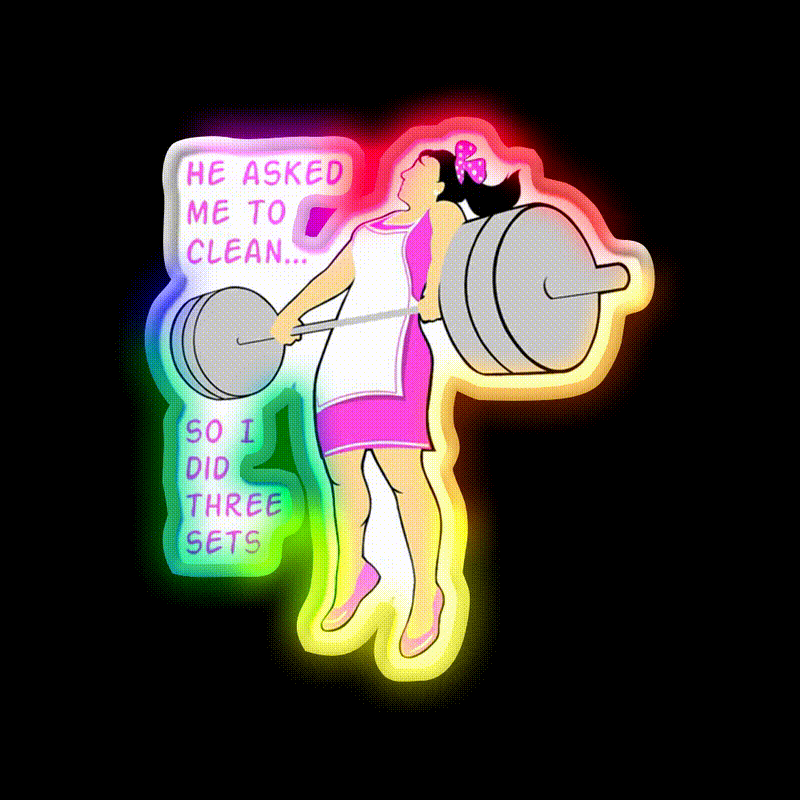 Cleaning With Weights Gym Fitness Led Neon Sign Rgb Color