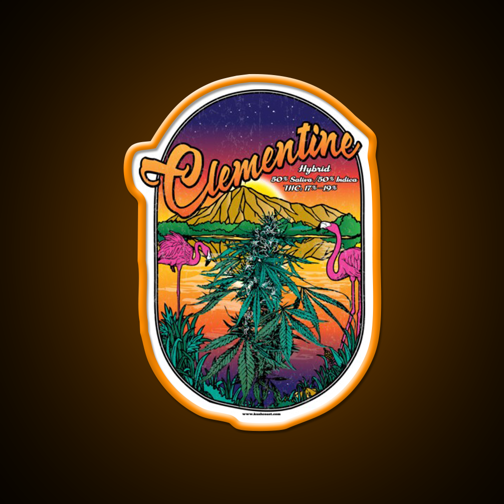 Clementine Strain Art Hemp Inspired Green Leaf Led Neon Sign Rgb Color - LED neon sign view 6