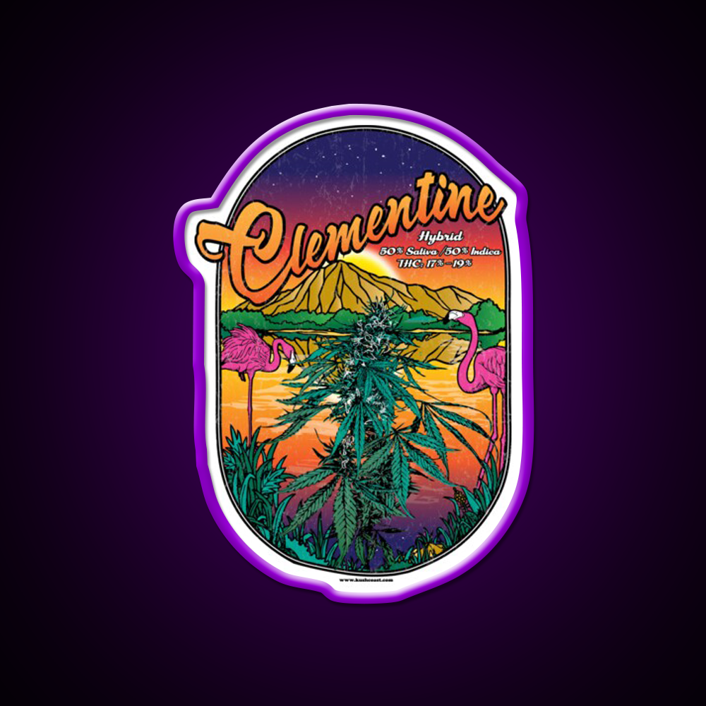Clementine Strain Art Hemp Inspired Green Leaf Led Neon Sign Rgb Color - LED neon sign view 9