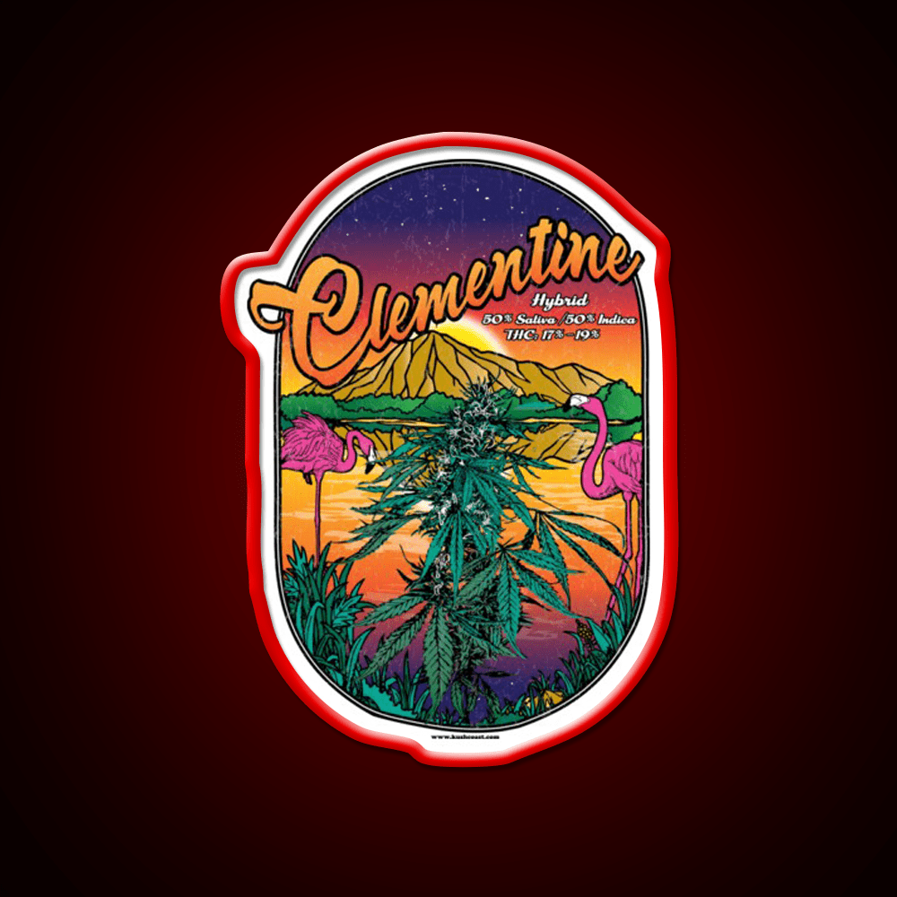 Clementine Strain Art Hemp Inspired Green Leaf Led Neon Sign Rgb Color - Shineneon