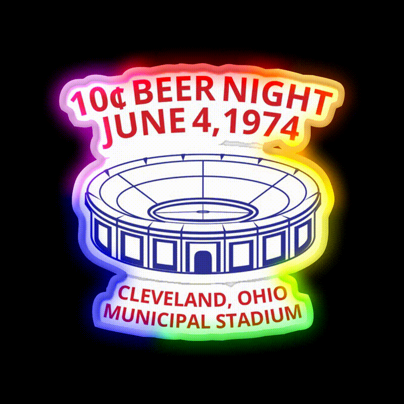 Cleveland Baseball 10 Cent Beer Night Souvenir Beer Bar Decor Led Neon Sign Rgb Color - LED neon sign close-up detail