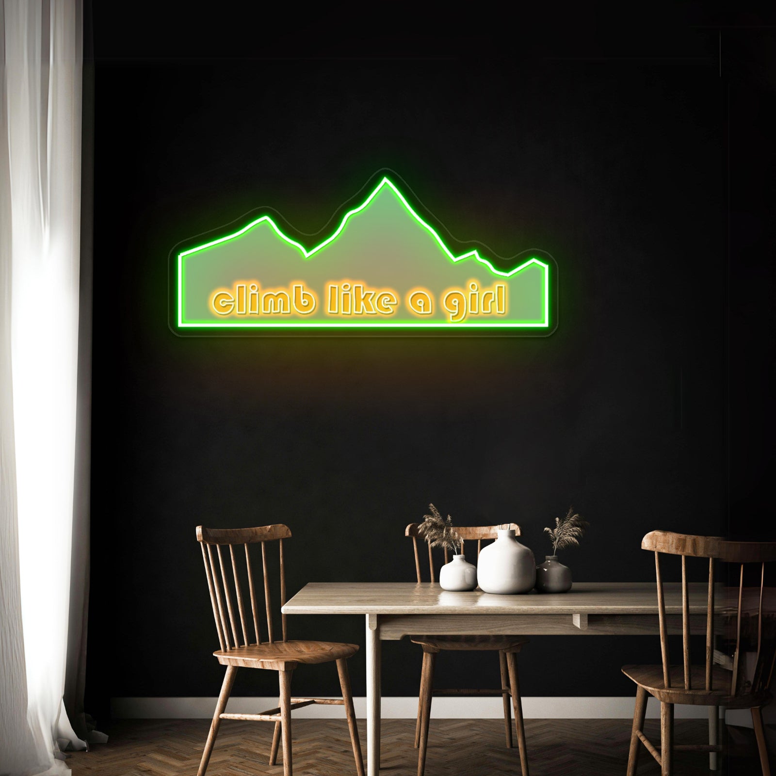 Climb Like A Girl Green Mountain Neon Signs