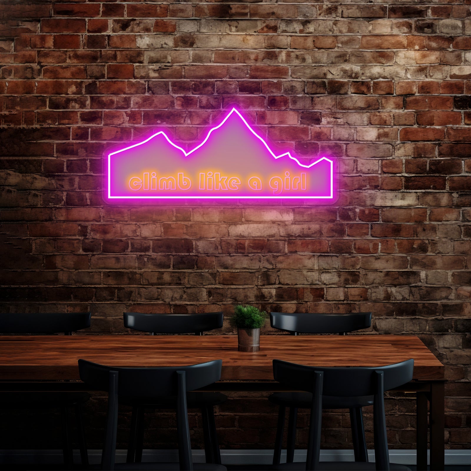 Climb Like A Girl Green Mountain Neon Signs